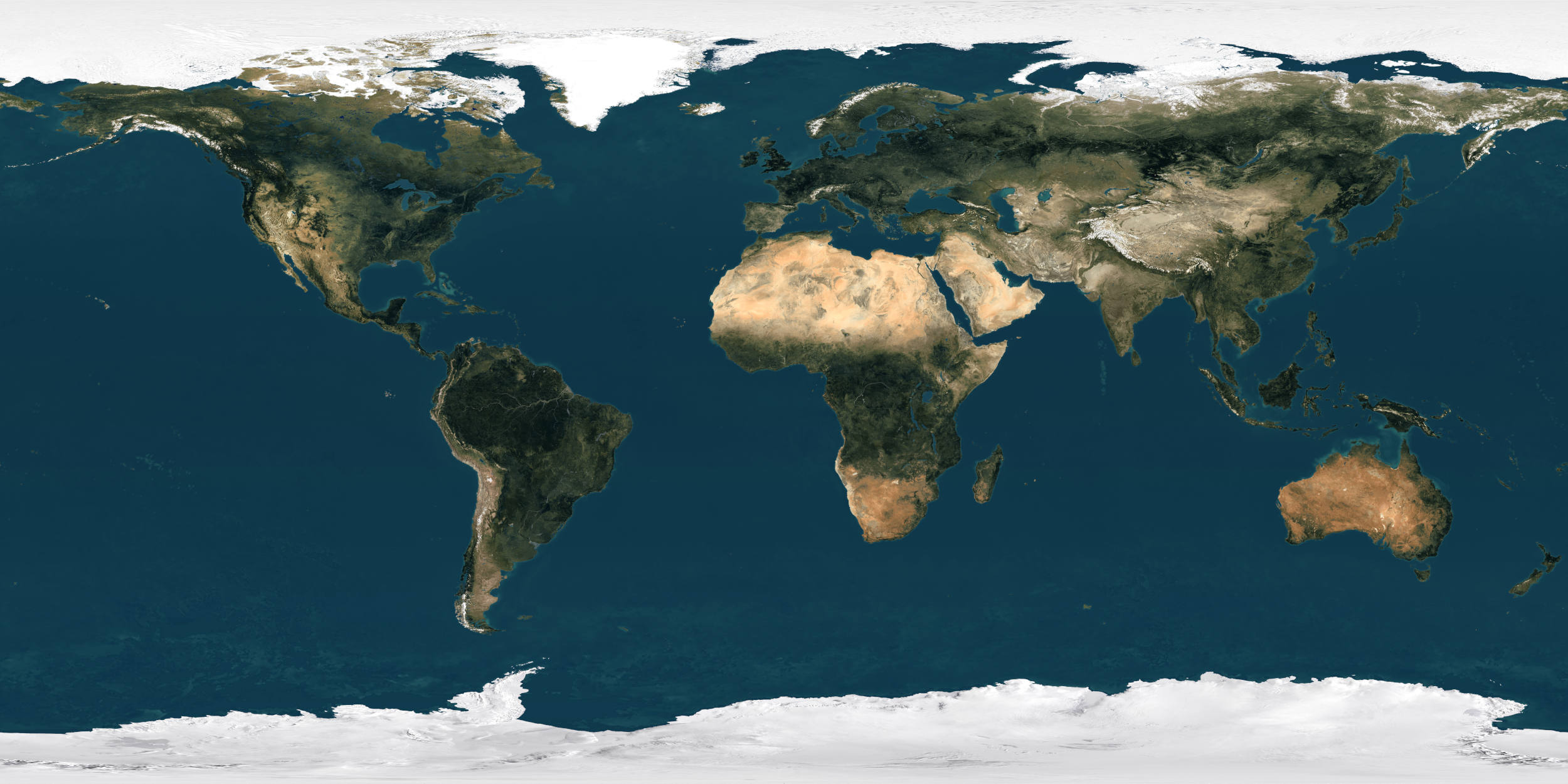 Carte satellite du monde